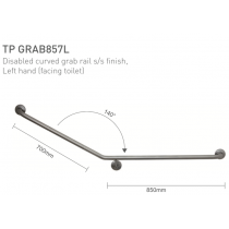 ECT Disabled Curved Grab Rail s/s finish Left hand (facing toilet)